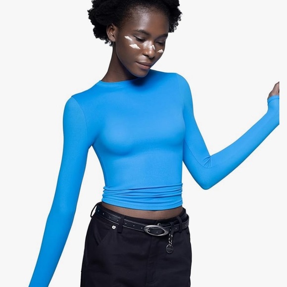 Pumiey Buttery soft blue Long Sleeve Women's Top M - Picture 3 of 10